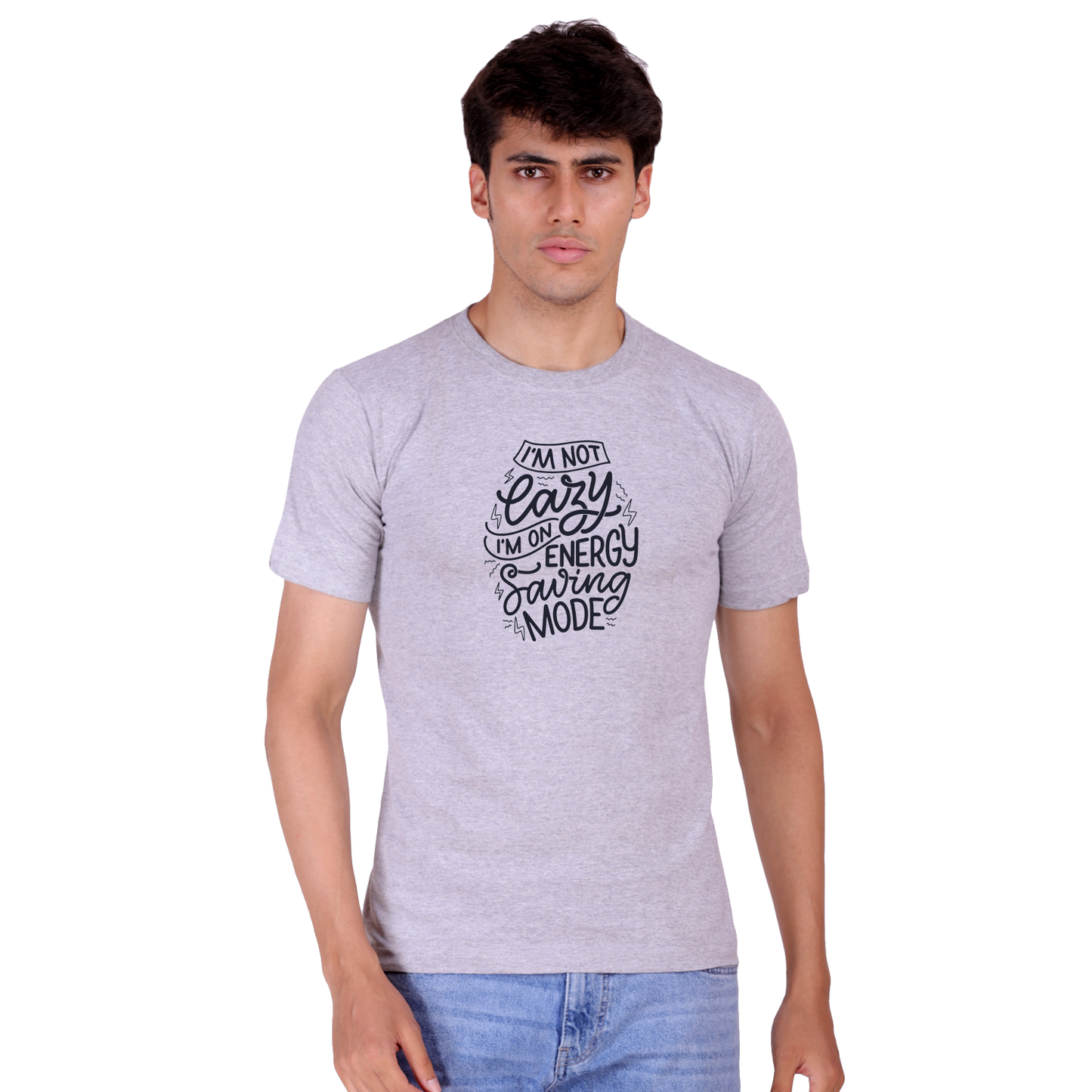 Im Not Lazy Print Cotton T-shirt | T097