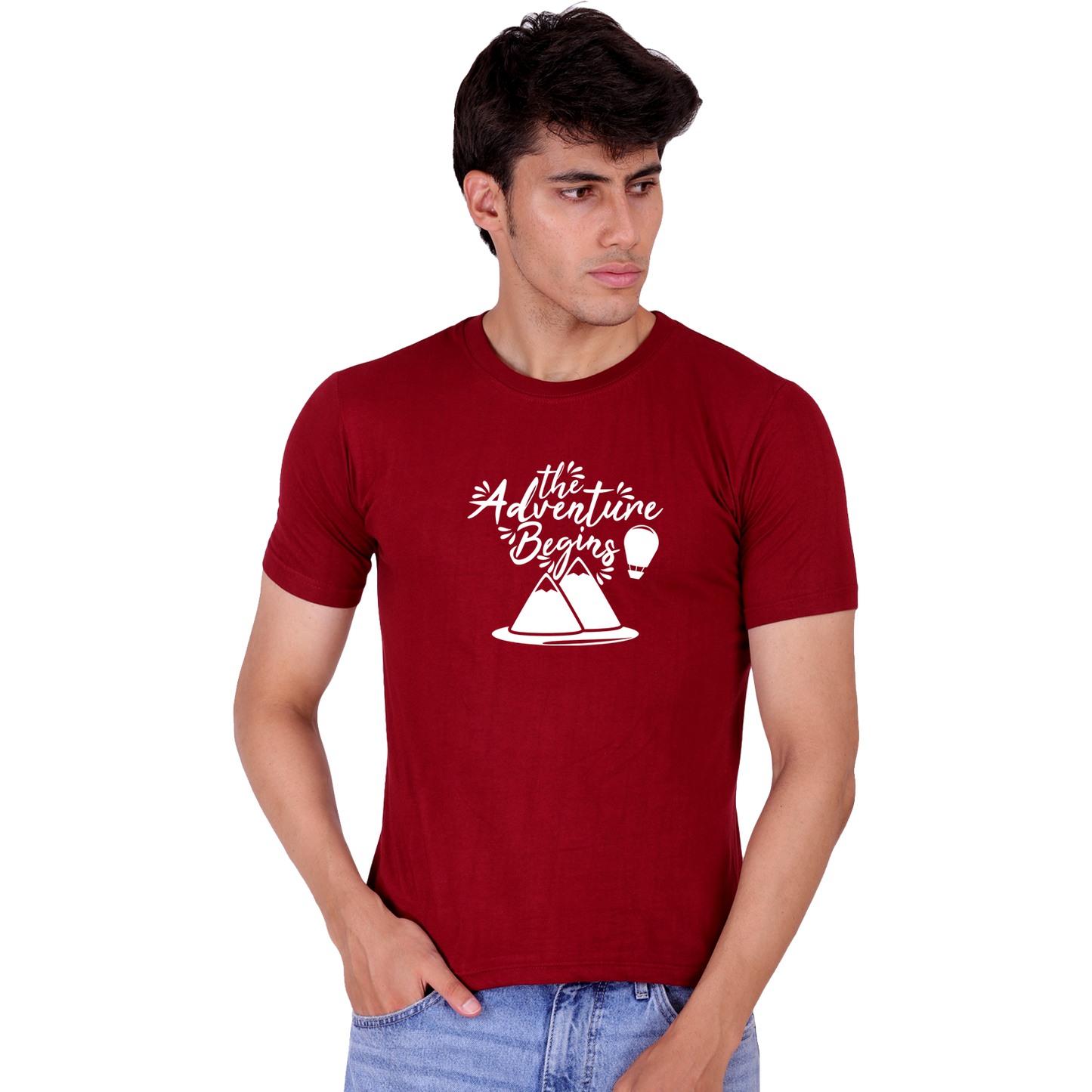 The Adventure Begins print Cotton T-shirt | T109