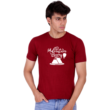 The Adventure Begins print Cotton T-shirt | T109