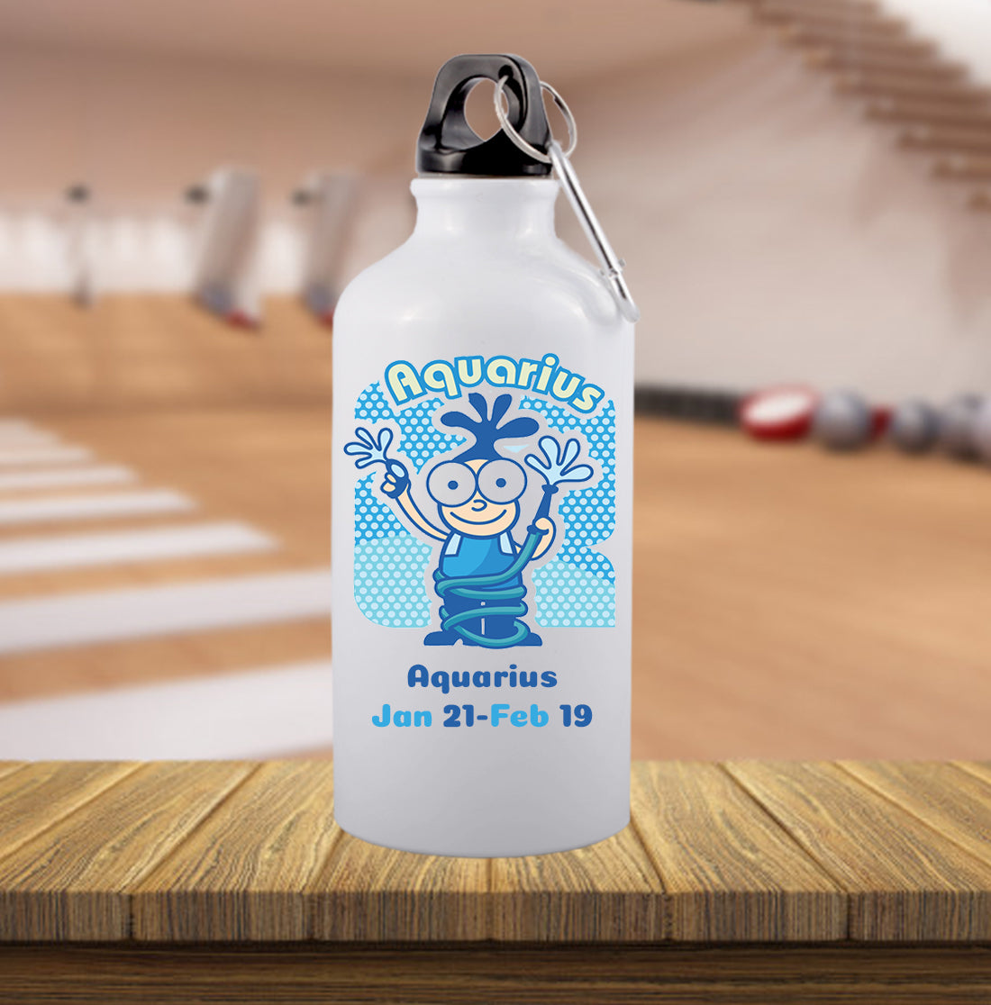 Aquarius zodiac sign sipper bottle