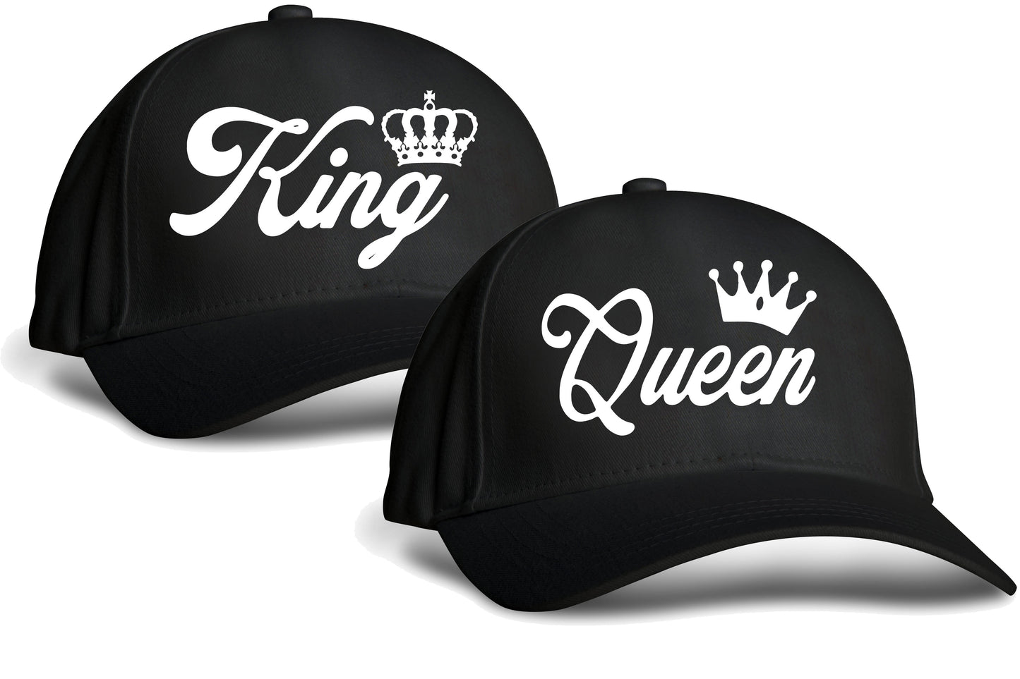 King Queen | Black Printed Caps