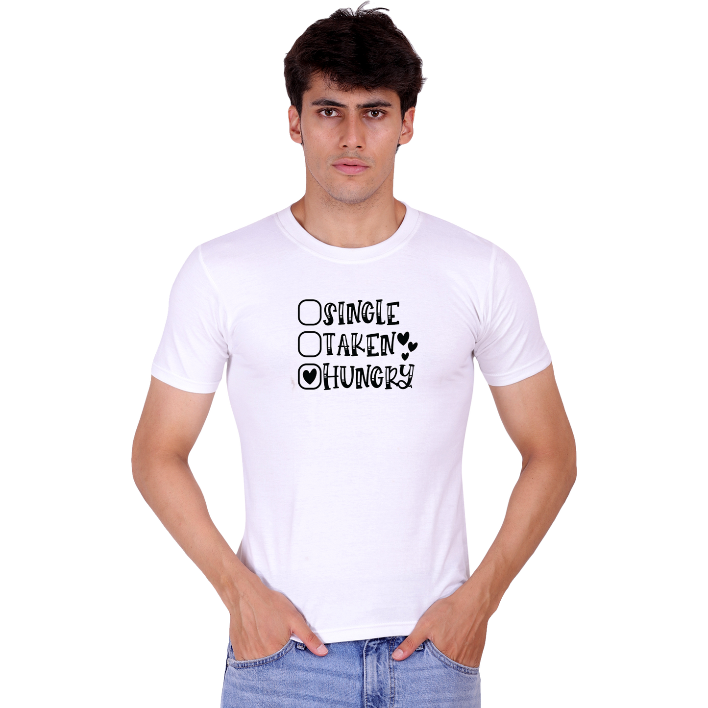 Single Taken Hungry Print Cotton T-shirt | T108